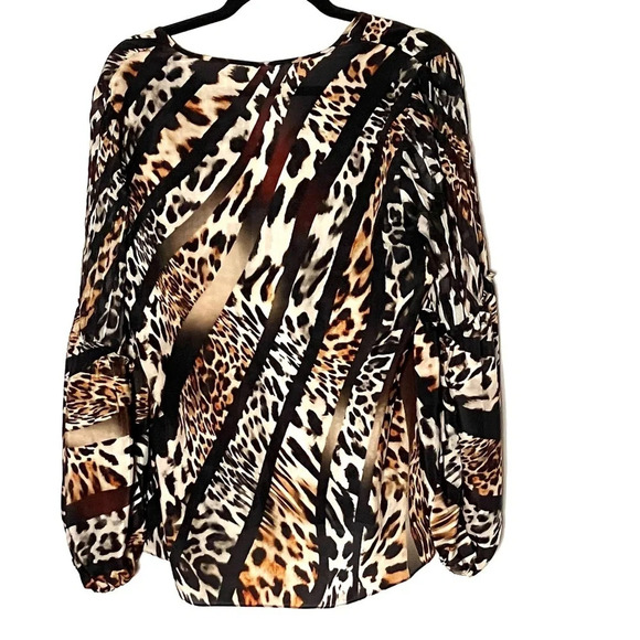 KOBI HALPERIN Fallon Mix Leopard Silk Blouse In Black Multi Small NWT - Picture 3 of 6